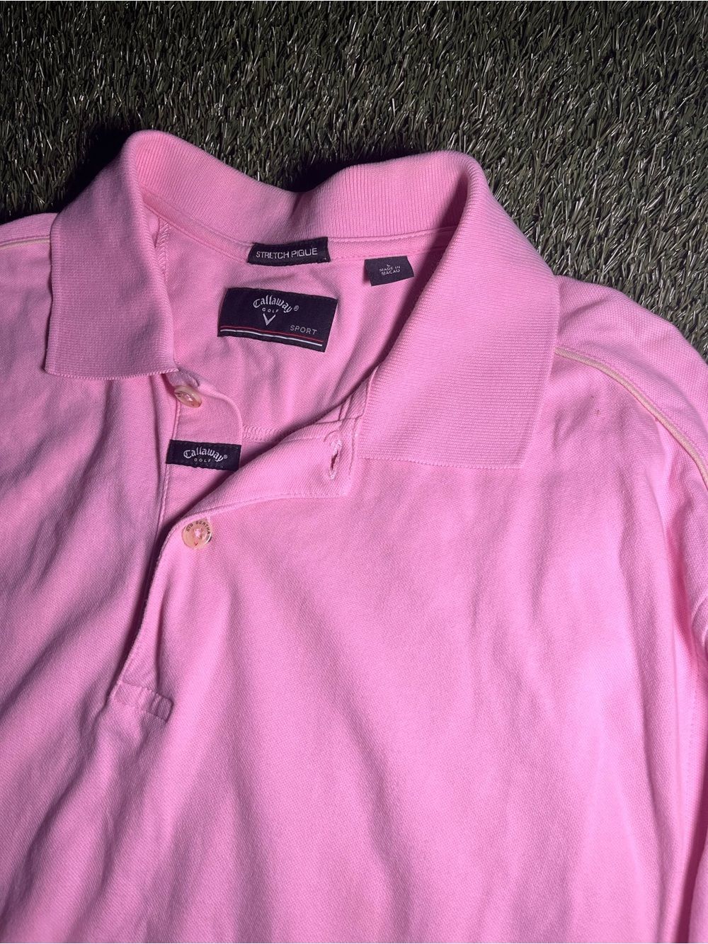 Callaway Pink Stretch Pique Golf Polo Men’s Large